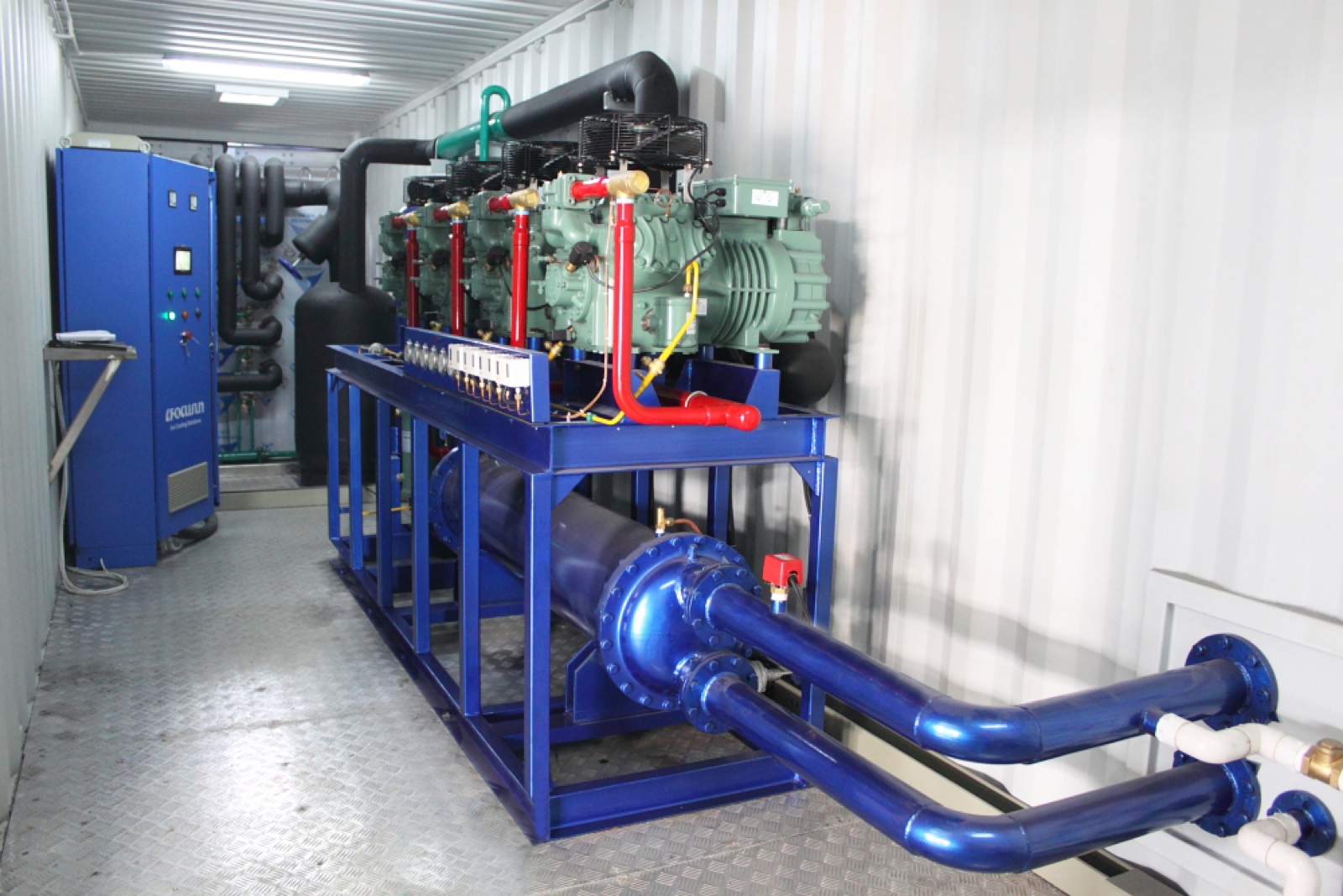 Conjunto de sistemas de refrigeración y hielo industrial