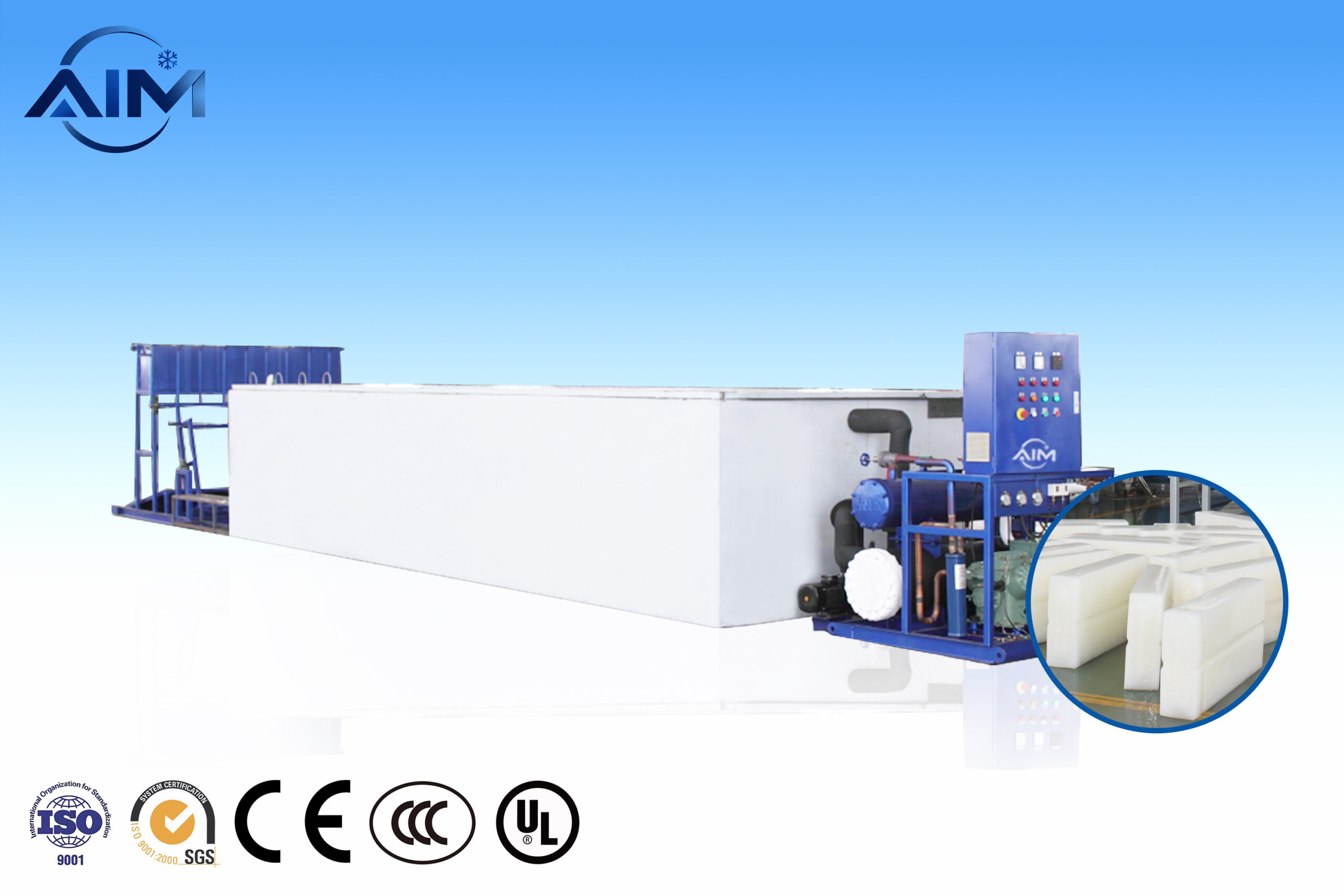 AB-15T-BE máquina de hielo en bloques con enfriamiento de salmuera para pesca y distribución de hielo