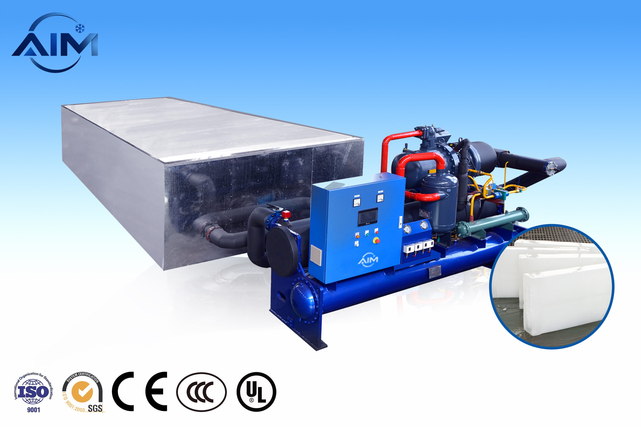 AB-20T-BE máquina de hielo en bloques con enfriamiento de salmuera para pesca y distribución de hielo