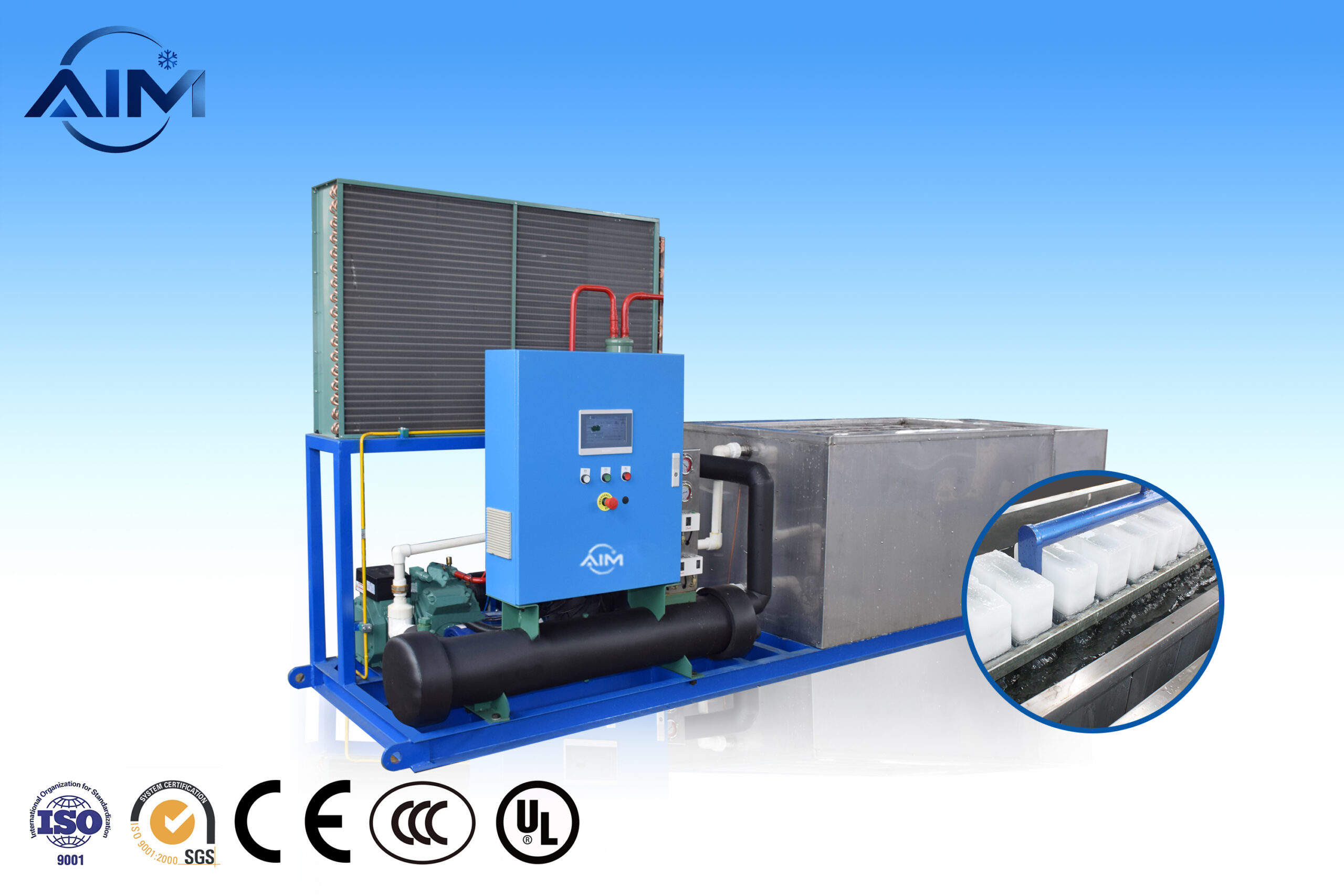 AB-5T-BW máquina de hielo en bloques con enfriamiento de salmuera para pesca y distribución de hielo