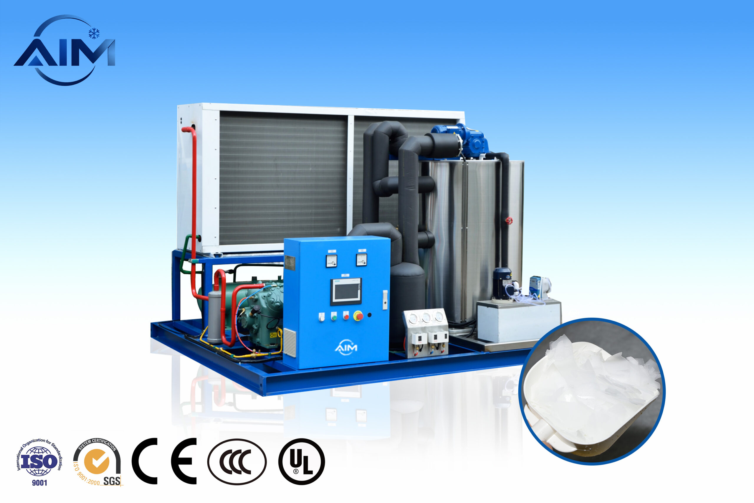 Máquina de hielo en escamas AF-5TW para enfriamiento de mariscos y control de temperatura del concreto