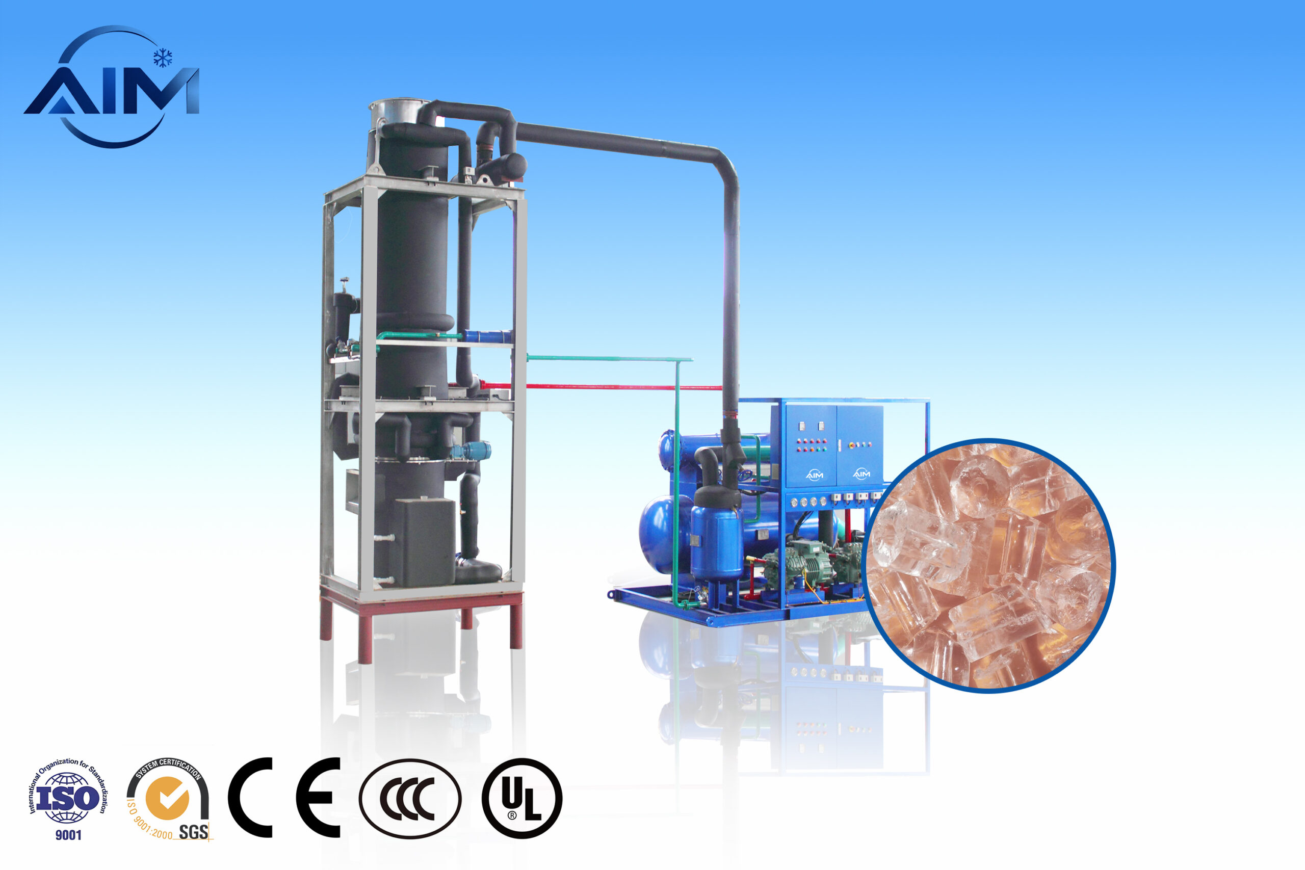 Máquina de hielo en tubos AT-15TE para fábrica de hielo comestible y producción de hielo envasado