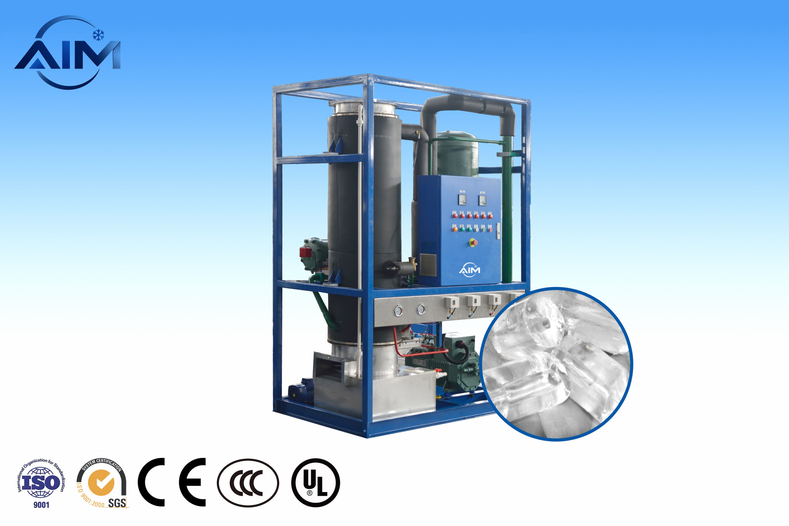 Máquina de hielo en tubos AT-2TA para fábrica de hielo comestible y producción de hielo envasado