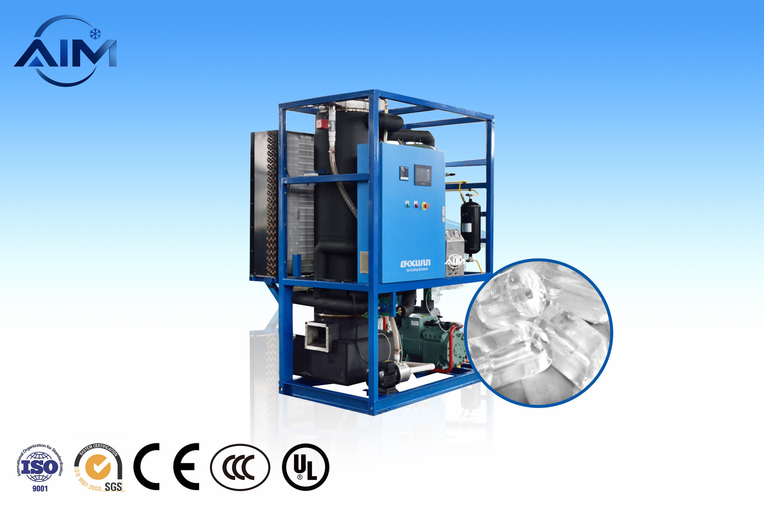Máquina de hielo en tubos AT-3TA para fábrica de hielo comestible y producción de hielo envasado